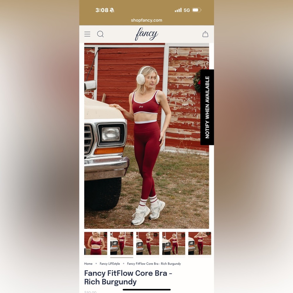 Fancy boutique Fitflow core bra and leggings set - rich burgundy